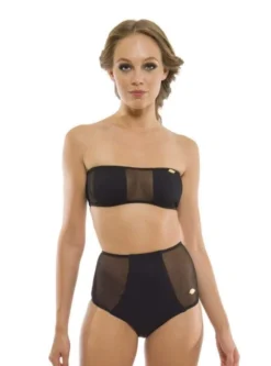 Aquarella Outlaw Bandeau Mesh Top And High Rise Bottom Bikini Swimwear Swimsuit Set
