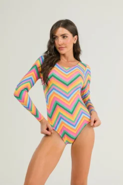 Búzios Vibes Print Júlia Long-Sleeve Monokini One Piece Swimsuit Swimwear
