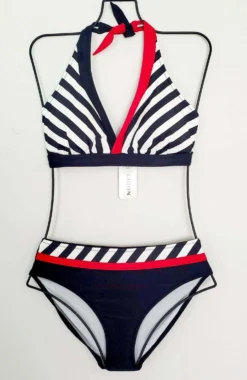 Black/White Stripe W/Red Trim Halter Top/Moderate Bottom 5 Black/White Stripe W/Red Trim Halter Top/Moderate Bottom -Beautiful Swimwear jolidon apparel accessories clothing swimwear black white stripe w red trim halter top moderate bottom black white stripe red halter bikini swimwear swimsuit jolidon 2502 280235789190 scaled