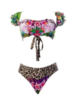 Liliana Montoya GAiA Amazonia Jaguar Puffed Short Sleeve Bandeau & Cheeky Bottom Set