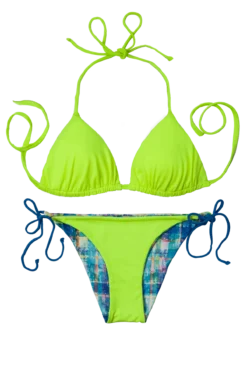 Thaikila Gwada Reversible Triangle Top And Side Tie Brazilian Bottom Bikini Swimwear Swimsuit Set -Beautiful Swimwear thaikila apparel accessories clothing swimwear print one size thaikila gwada reversible triangle top and side tie brazilian bottom bikini swimwear swimsuit set 28017031250018