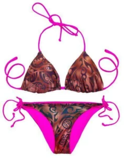 Thaikila Ink Reversible Triangle Top And Side Tie Brazilian Bottom Bikini Swimwear Swimsuit Set -Beautiful Swimwear thaikila apparel accessories clothing swimwear print one size thaikila ink reversible triangle top and side tie brazilian bottom bikini swimwear swimsuit set 28053856649314